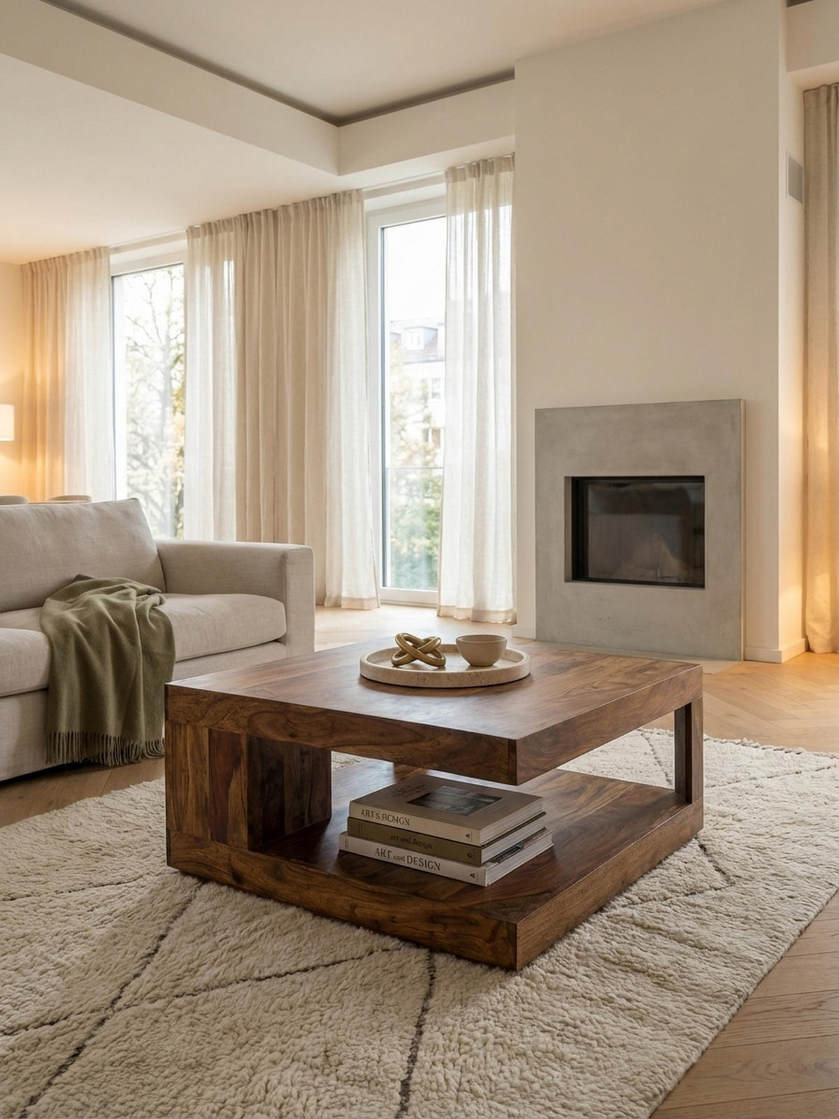 COUCHTISCH Sheesham Massivholz, Quadratisch, Maße 90x90 cm, Einzigartiges Unikat - Braun, Holz (90/90/40cm) - KADIMA DESIGN