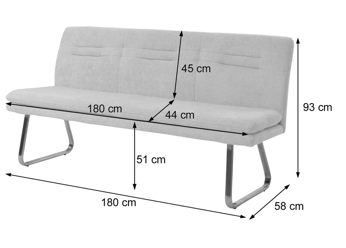 SITZBANK Cremeweiß - Weiß, Textil (180/93/58cm) - MCW