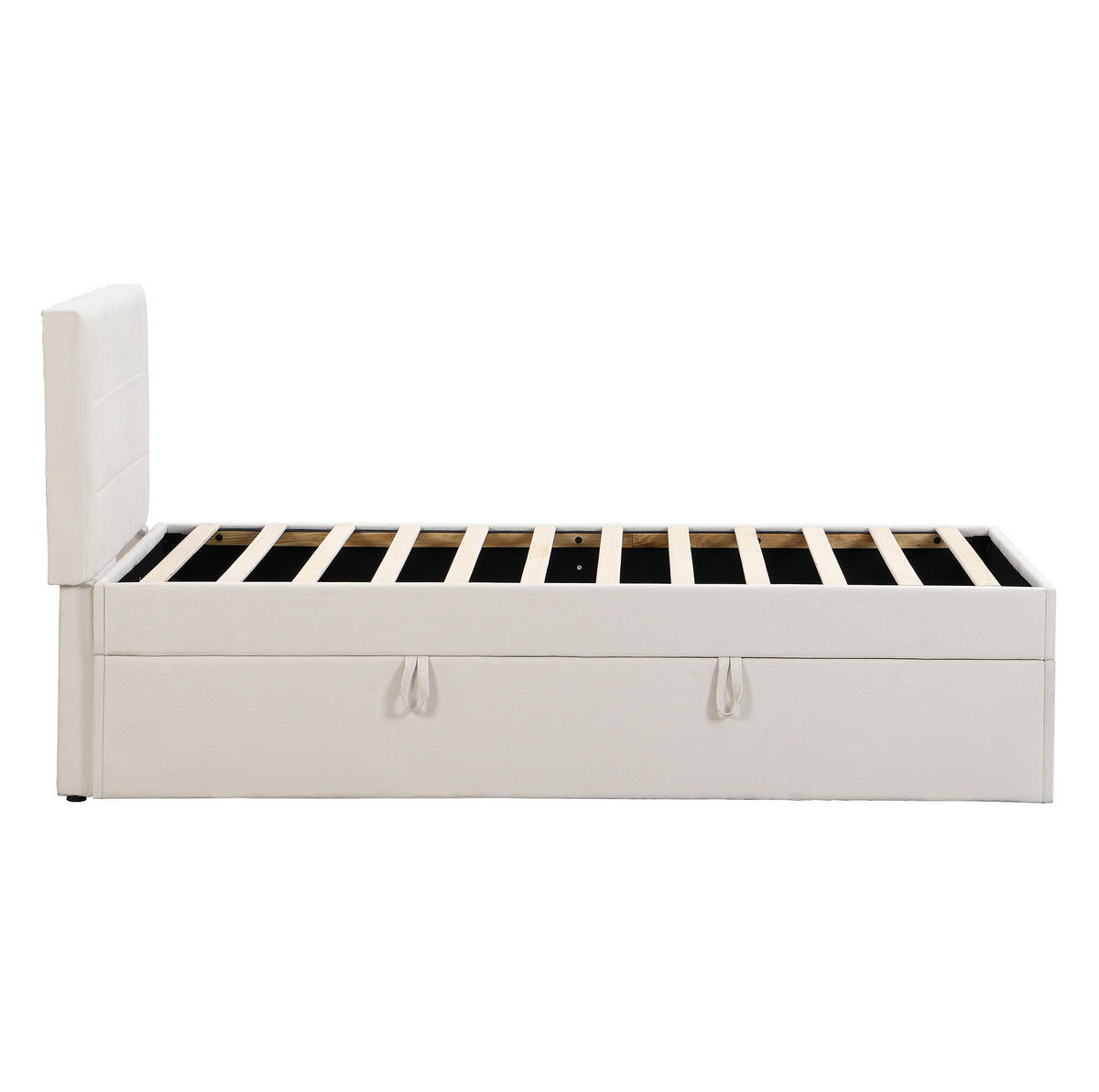 POLSTERBETT mit Stauraum 90x200 cm Beige - Beige, Holz (90/200cm) - Meubliv