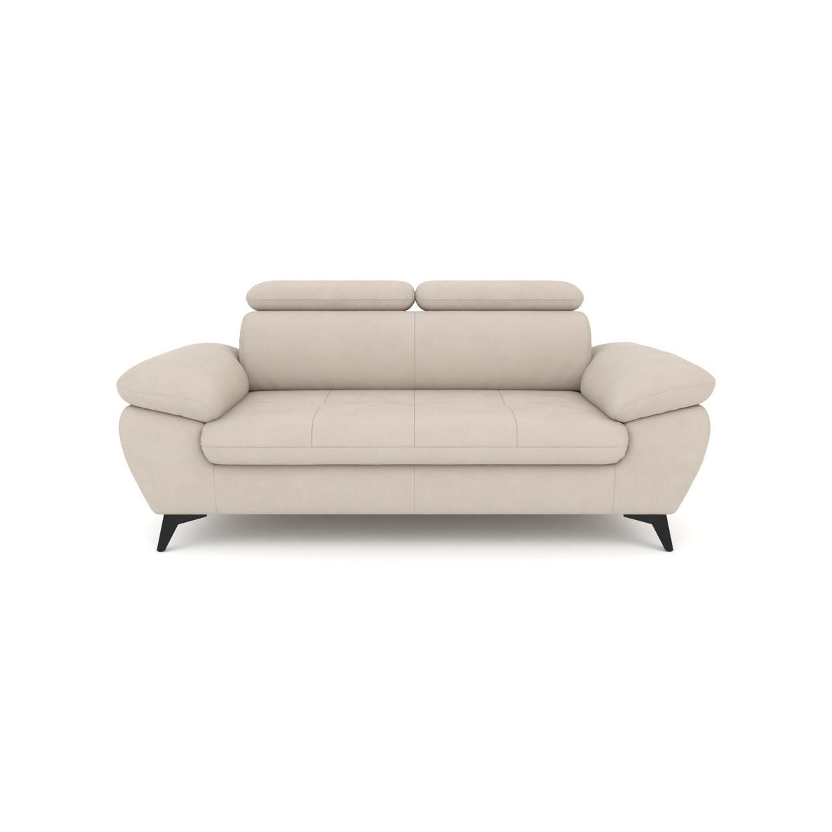 2,5-SITZER Karlstad Flachgewebe Beige verstell. Kopfstützen B 194 cm - Naturfarben, Kunststoff/Textil (194/84/100cm) - foamnova