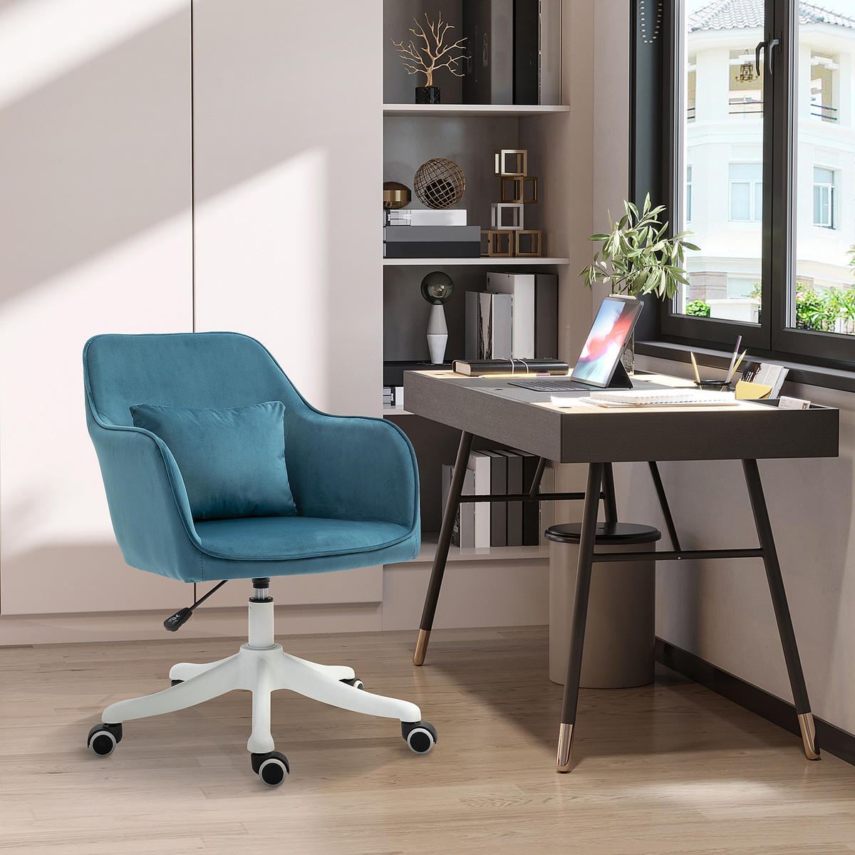 DREHSTUHL DE-11662 Samt mit Massagefunktion & höhenverstellbar Blau - Blau, Textil (70/86/55cm) - ComfortXL