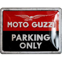 BLECHSCHILD 15/20 cm Moto Guzzi Moto Guzzi Parking Only - Multicolor, Metall (20/15/0.5cm) - Nostalgic-Art