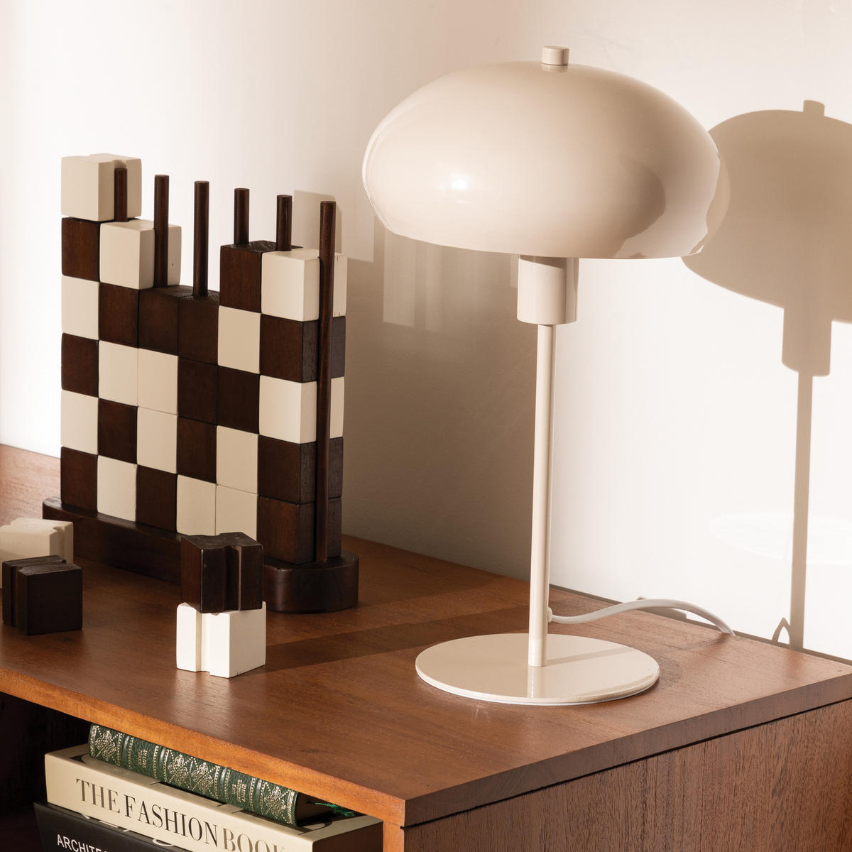 TISCHLAMPE Pilz Savio H. 38 cm - Beige, Metall (22/22/38cm) - Atmosphera Createur d´interieur