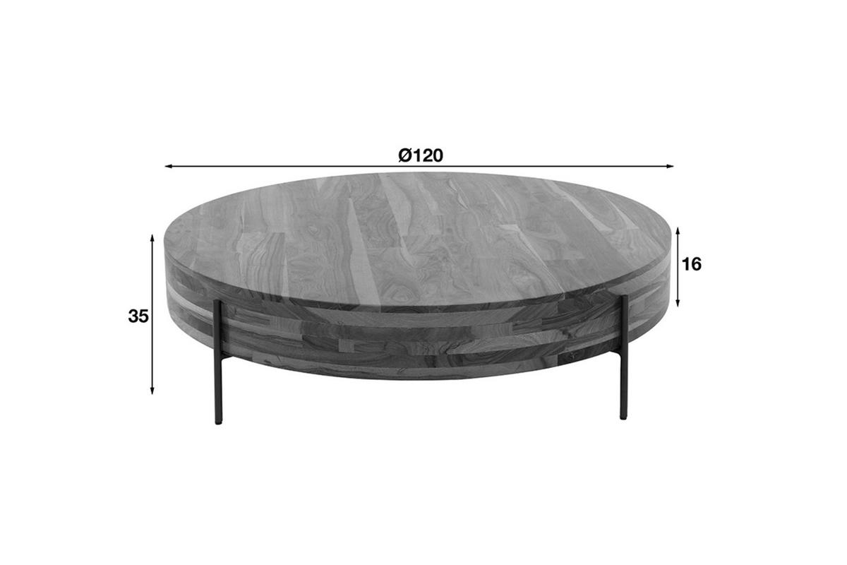 COUCHTISCH KEO Braun Nussbaum - Braun/Grau, Holz/Metall (120/120/35cm) - KAWOLA