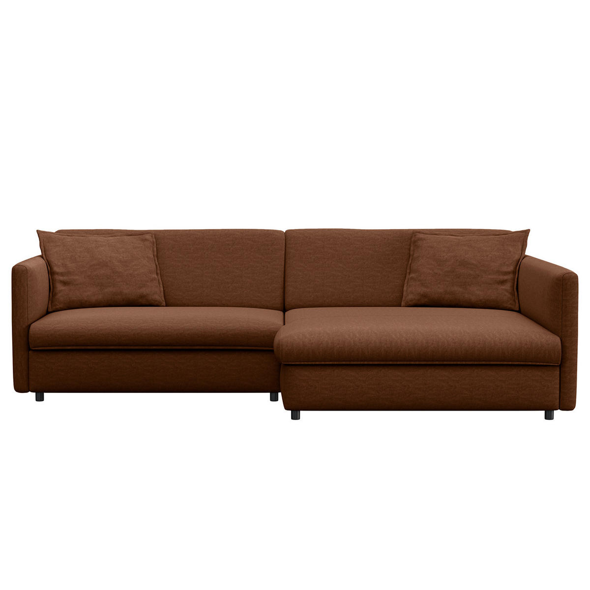 ECKSOFA mit Longchair - Schwarz/Braun, Kunststoff/Textil (290/183cm) - home24