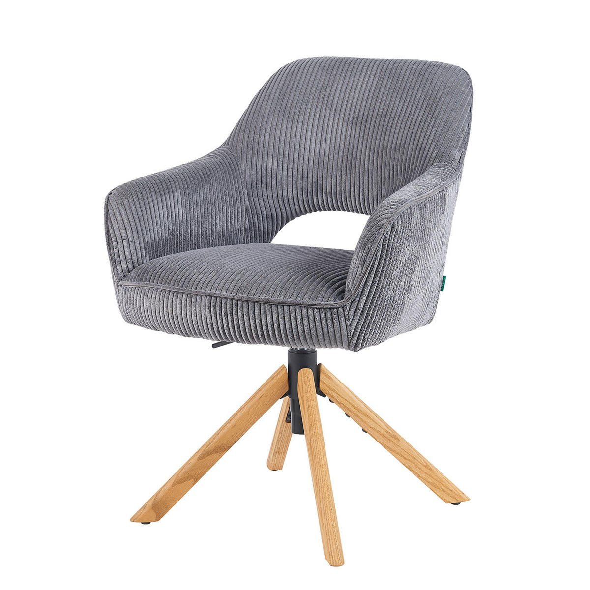 BÜROSTUHL Mika-Amia - Honigeiche/Grau, Eichenholz/Holz (60/88/65cm) - DUBI Möbel