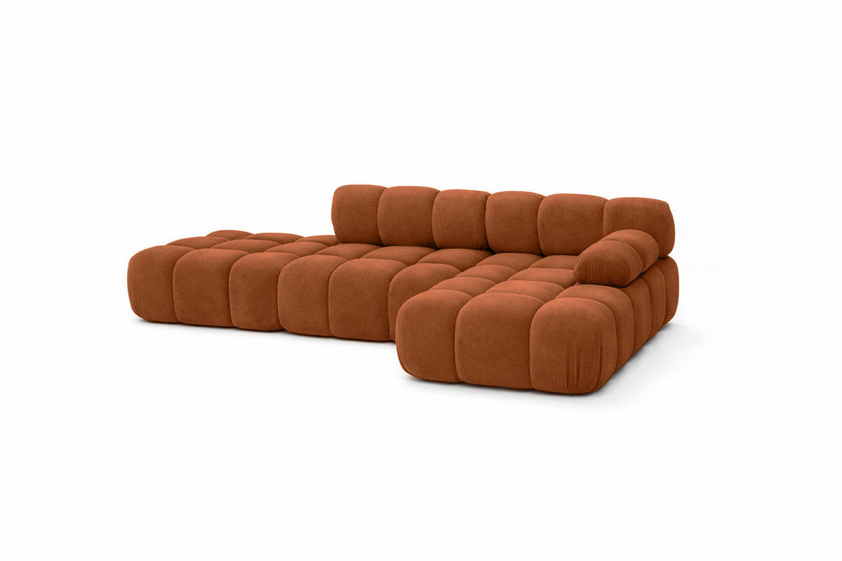 ECKSOFA L-Form Modular Mit Hocker, Veloursstoff Salvador, Braun, Rechts, Selia - Braun, Holz (285/160cm) - Kaiser Möbel