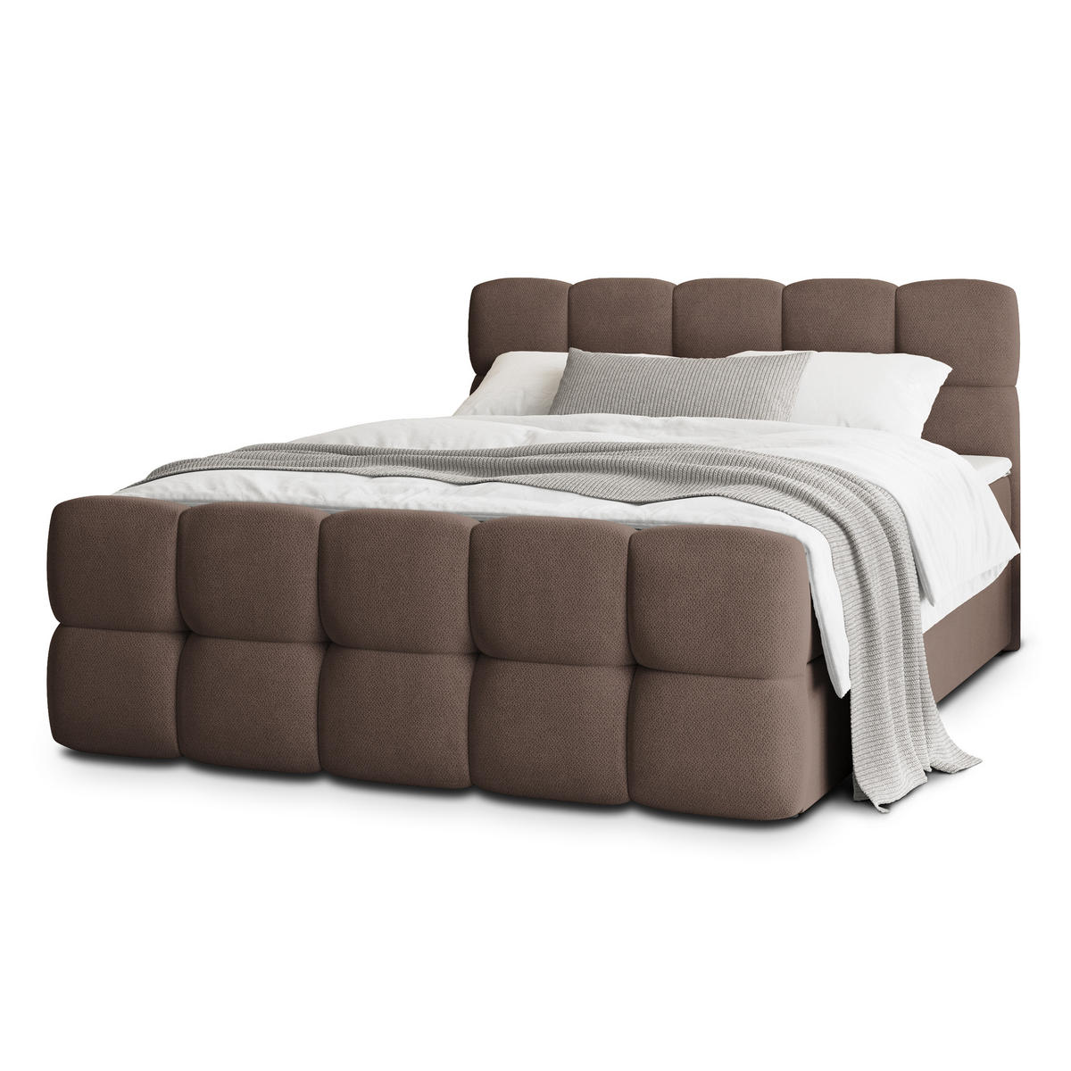 POSTEL BOXSPRING BRUME 180x200 cm, s matrací a úložným prostorem, hnědá - hnědá, kompozitní dřevo/textil (180/200cm) - MASSENO