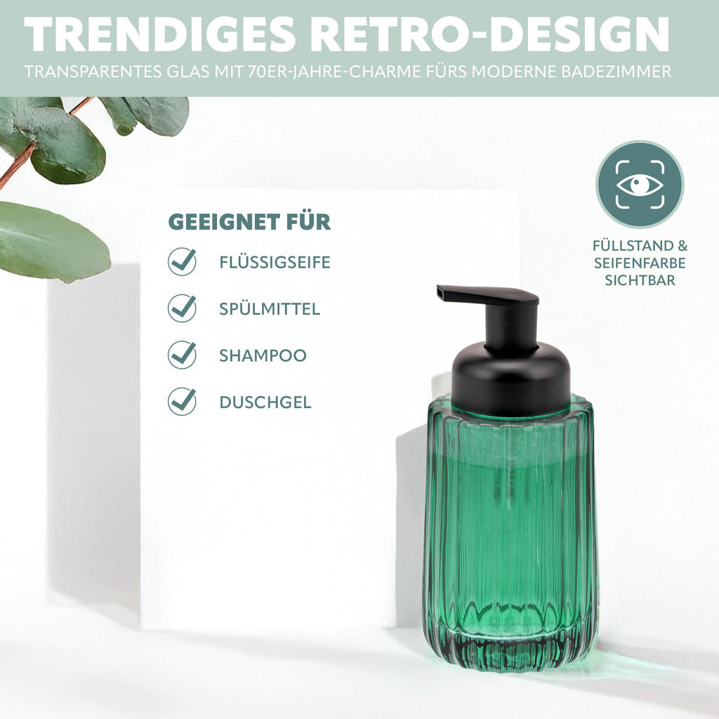 Thumbnail - bremermann Seifenspender,, Grün, Glas, 7.5x17x7.5 cm, Badaccessoires, Waschplatzzubehör, Seifenspender