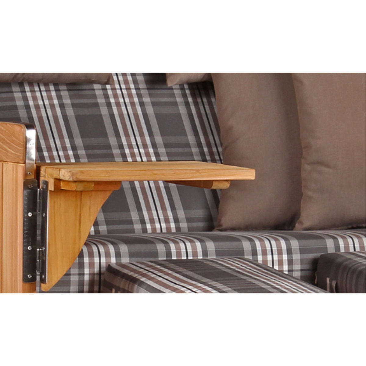 STRANDKORB Baltikum Teak 2,5 Sitzer - Braun/Grau, Holz/Metall (142/170/95cm) - Mr. Deko