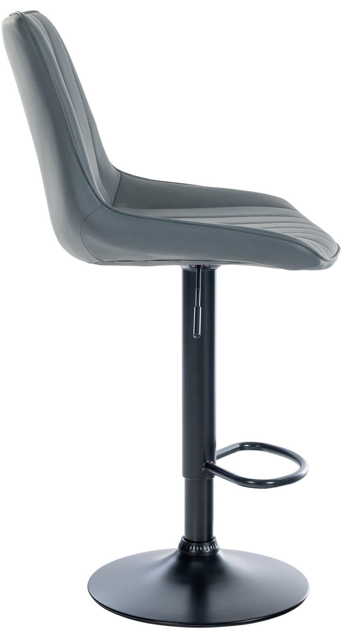 BARHOCKER RIO Grau Kunstleder Schwarz - Grau, Leder/Metall (49.5/91/50cm) - DELUKE