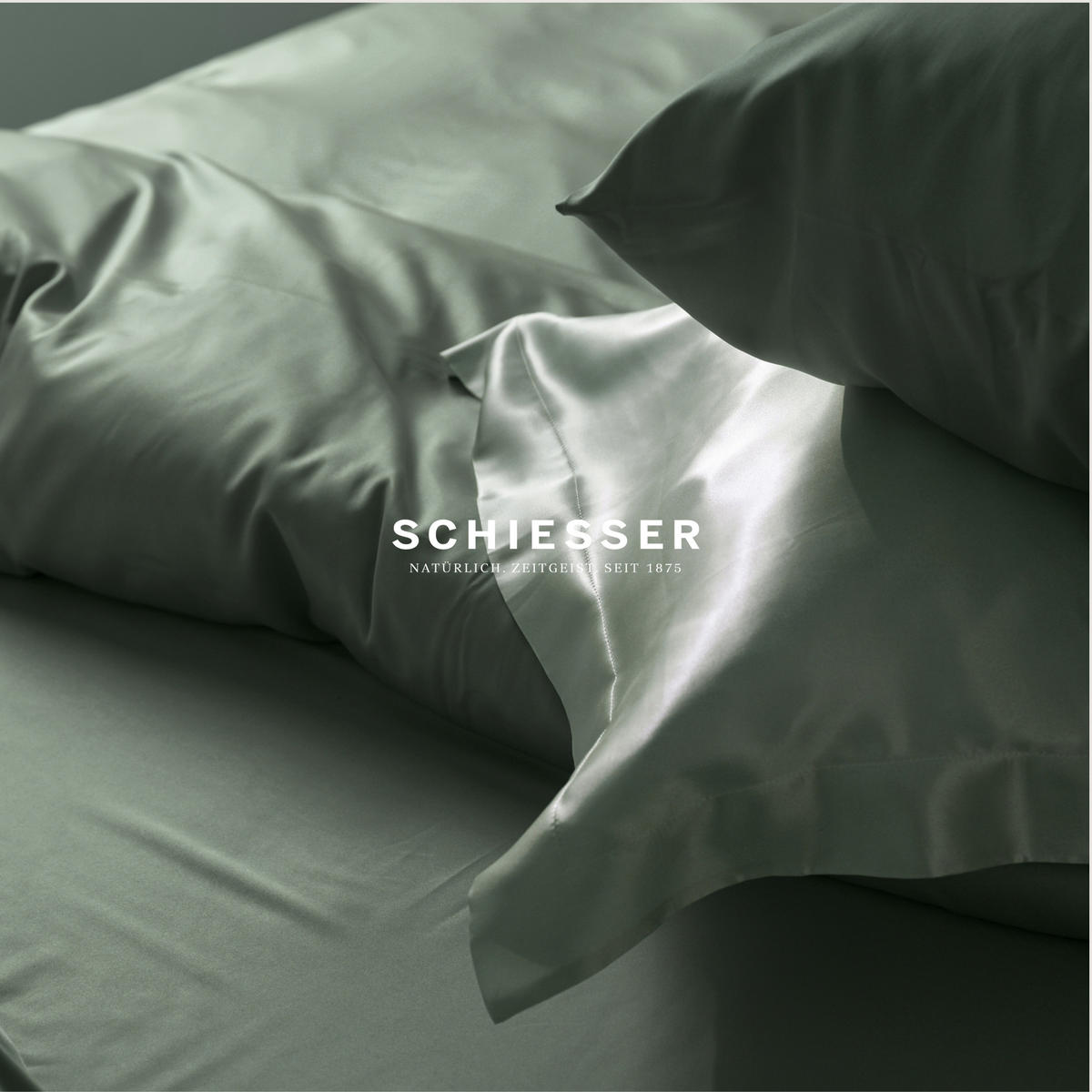 BETTWÄSCHESET Ella - Baumwollsatin - 2-teilig - 135 x 200 cm - Dunkelgrün - Dunkelgrün, Textil (135/200cm) - SCHIESSER