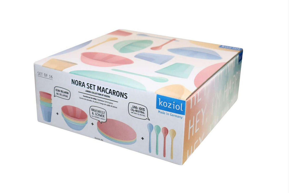 GESCHIRRSET Nora Set Macarons bunt 16er Set - Multicolor, Kunststoff (25/10/25cm) - Koziol