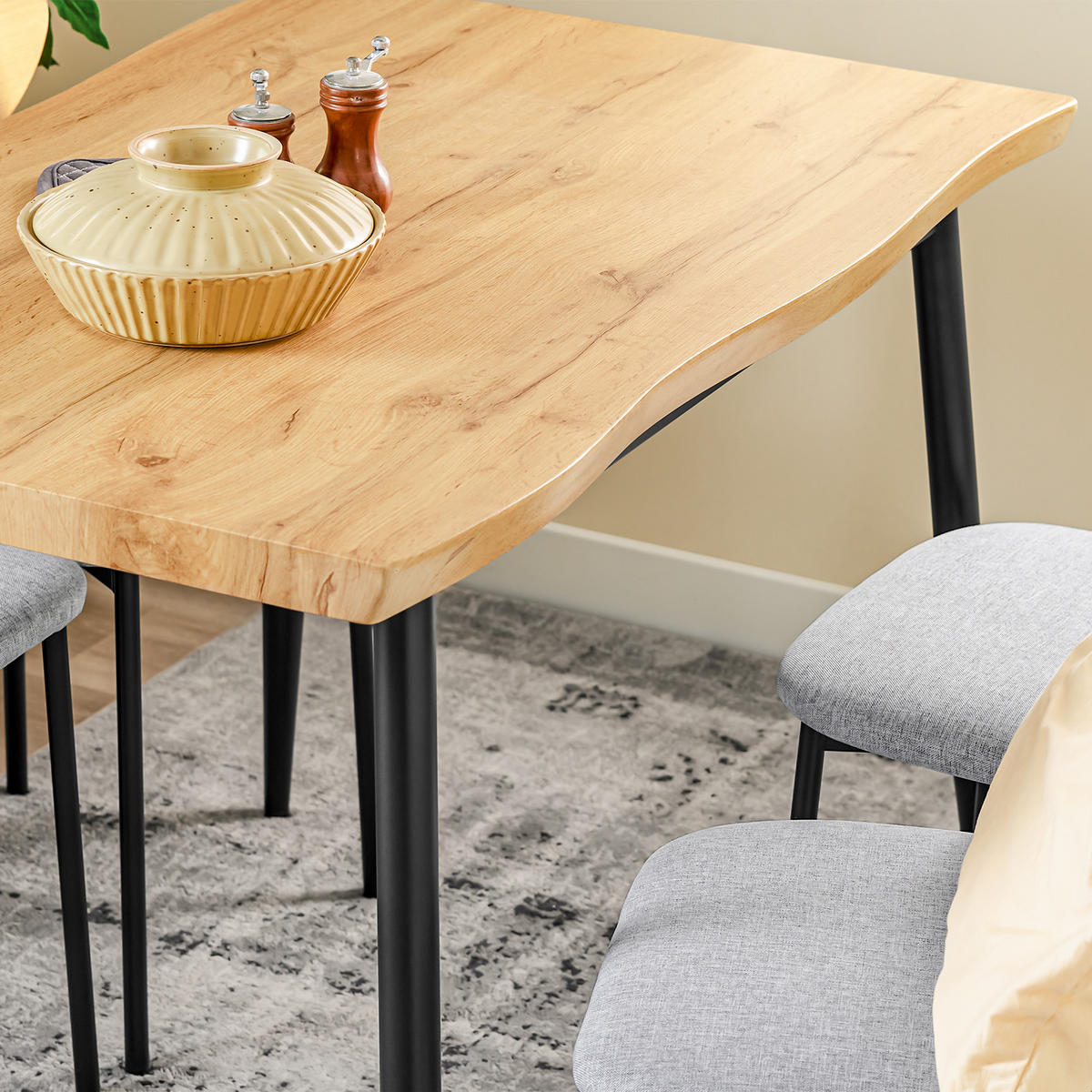 ESSGRUPPE, Esstisch mit 4 Stühlen - Naturfarben, Holzwerkstoff (110/70/76cm) - SoBuy