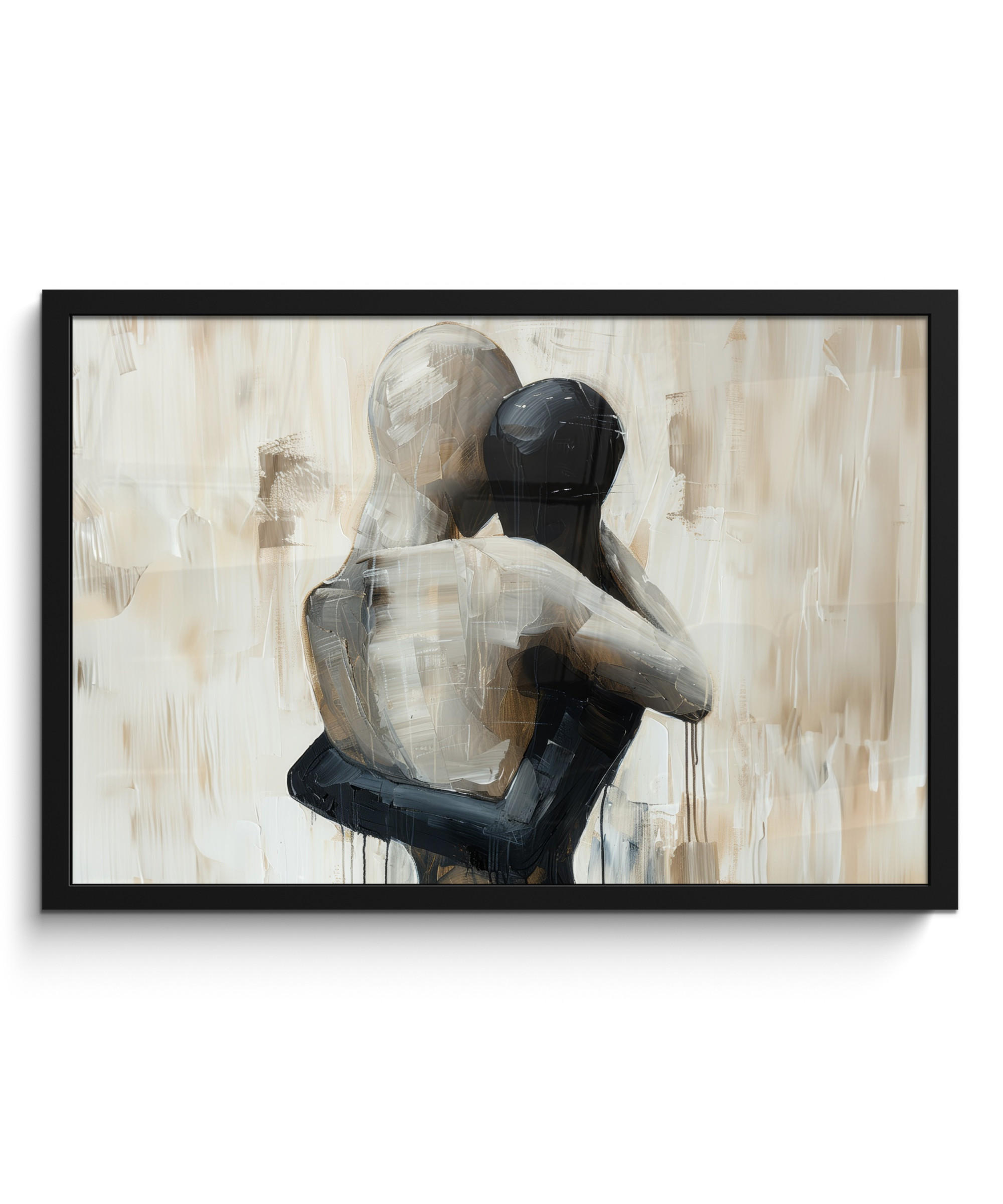 ZARÁMOVANÝ PLAGÁT Abstraktné - Láska - Čiernobiele - Moderné 60x40 cm - čierna, papier (60/40cm) - MuchoWow