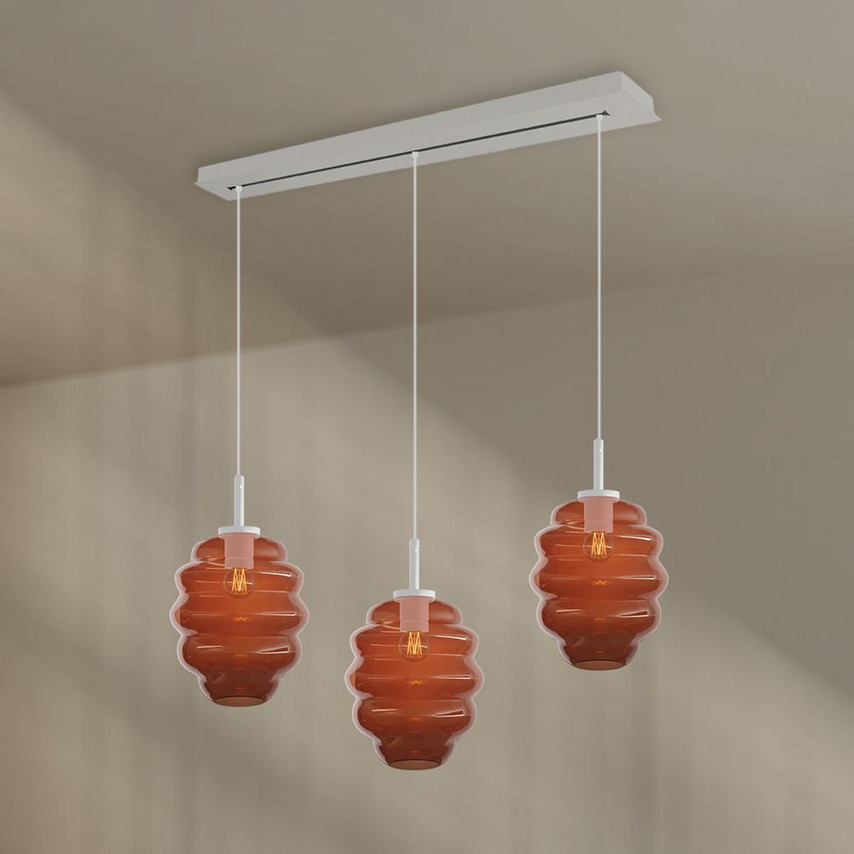 HÄNGELEUCHTE Echos 3-flammig Rauch Ø 25cm - Anthrazit/Weiß, Glas (25/25/28cm) - s.luce