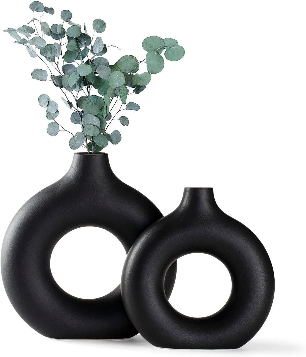 VASE 13 x 1 x 14 cm Keramik - Schwarz, Keramik (14cm) - LIBRATON