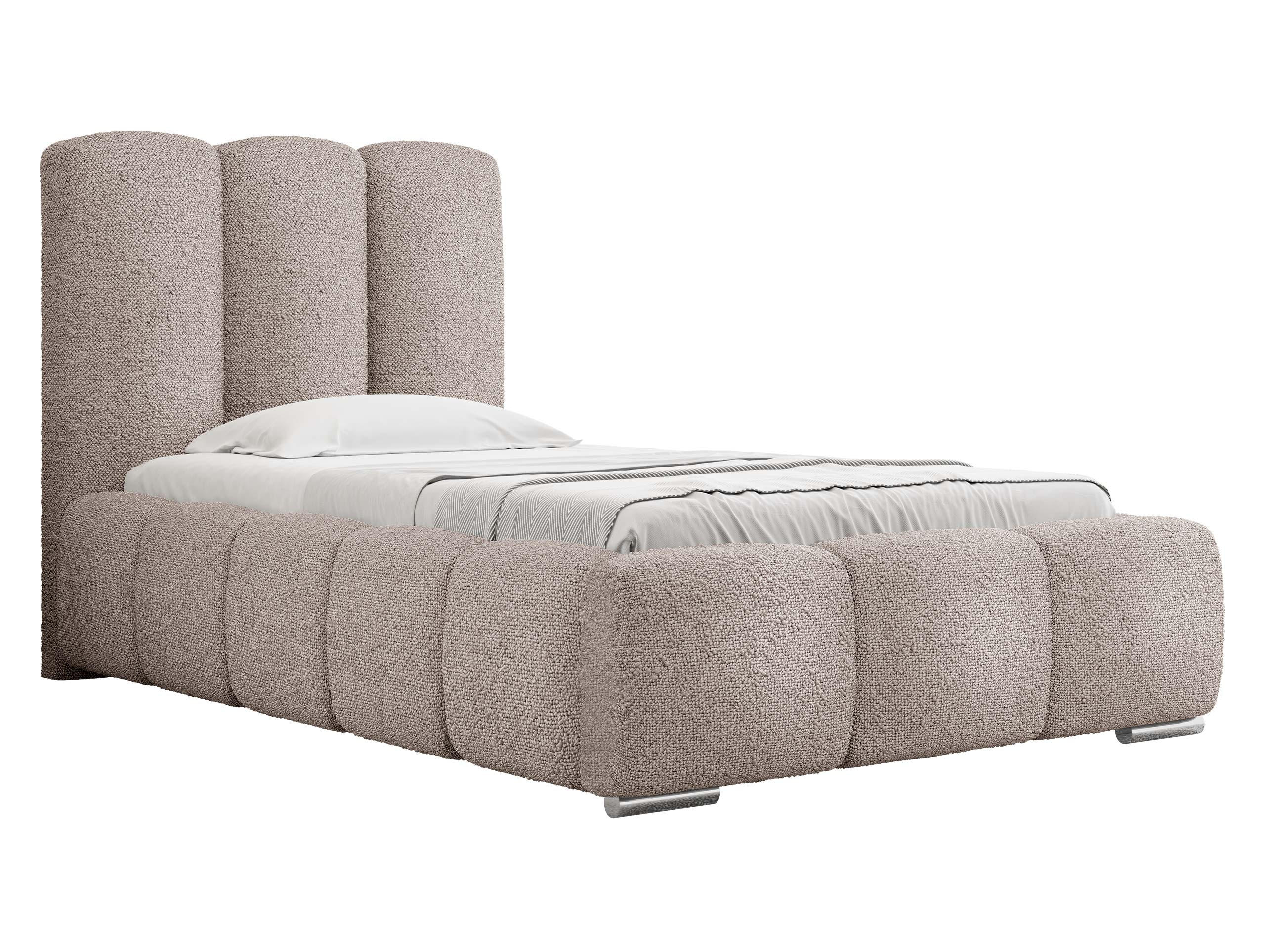 POLSTERBETT Wizko Boucle 90 - Chromfarben/Hellrosa, Holz/Metall (90/200cm) - MIRJAN24