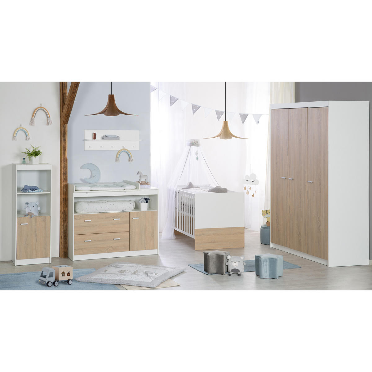 WICKELKOMMODE Gabriella - Silberfarben/Weiß, Holzwerkstoff/Kunststoff (117/98/75cm) - Roba