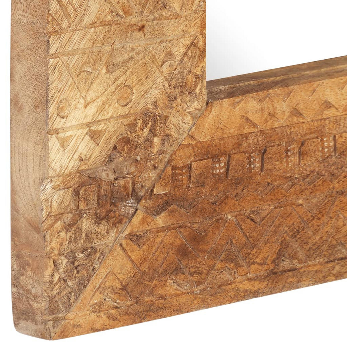 HANDGESCHNITZTER Spiegel 110x50x2,5 cm Massivholz Mango - Braun, Holz (50/1/110cm) - furnicato