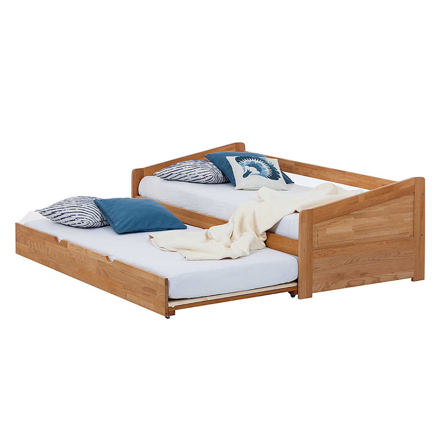 MASSIVHOLZ-FUNKTIONSBETT mit zusätzlicher Liegefläche - Kernbuche massiv - Kernbuche, Holz (90/200cm) - home24