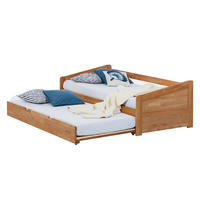 MASSIVHOLZ-FUNKTIONSBETT mit zusätzlicher Liegefläche - Kernbuche massiv - Kernbuche, Holz (90/200cm) - home24