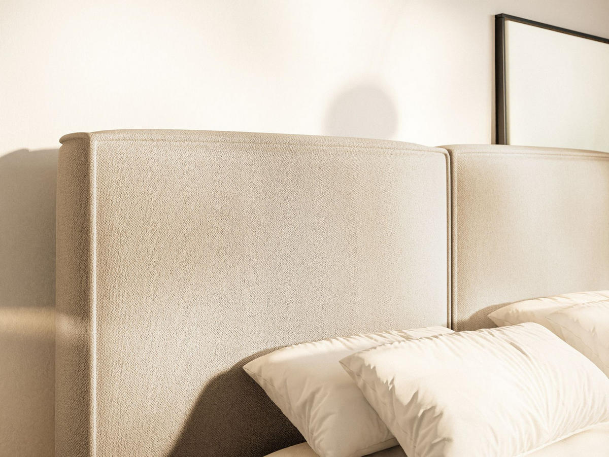 POLSTERBETT Tilves Hellbeige 140x200 cm - Ecru/Schwarz, Kunststoff/Textil (140/200cm) - Selsey