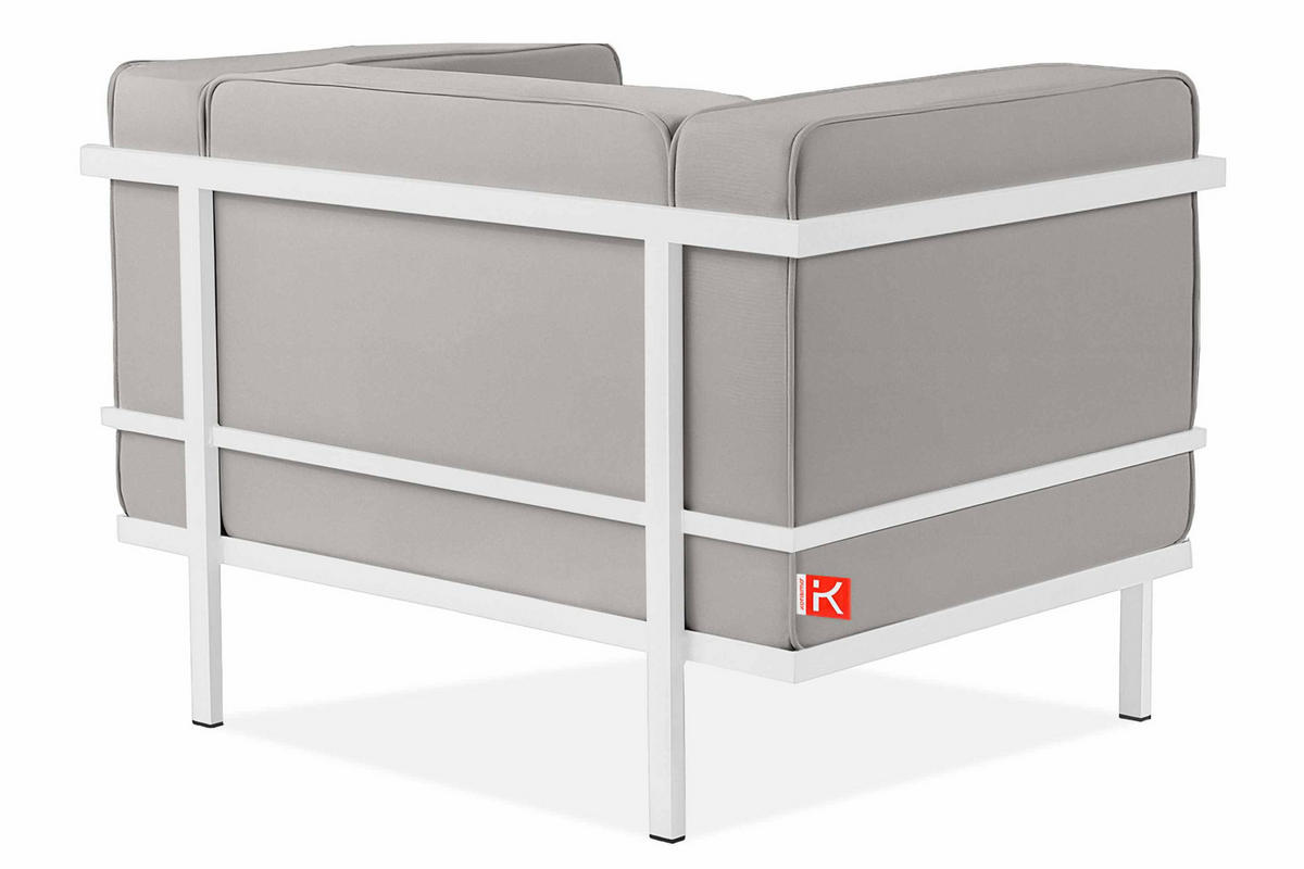 GARTENSESSEL TRIGLO Stahlgestell, Modern, Weiß/Hellgrau - Hellgrau/Weiß, Textil/Metall (99/70/69cm) - KONSIMO®