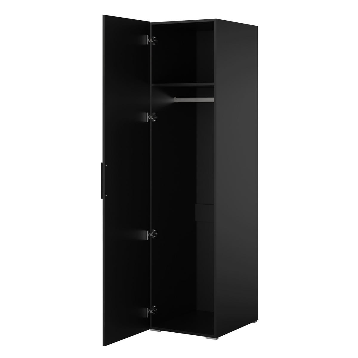 DREHTÜRENSCHRANK Napoli 1D 50 Schwarz (schwarzer oder goldener Griff) - Silberfarben/Schwarz, Holzwerkstoff/Kunststoff (50/35/60cm) - mzm24