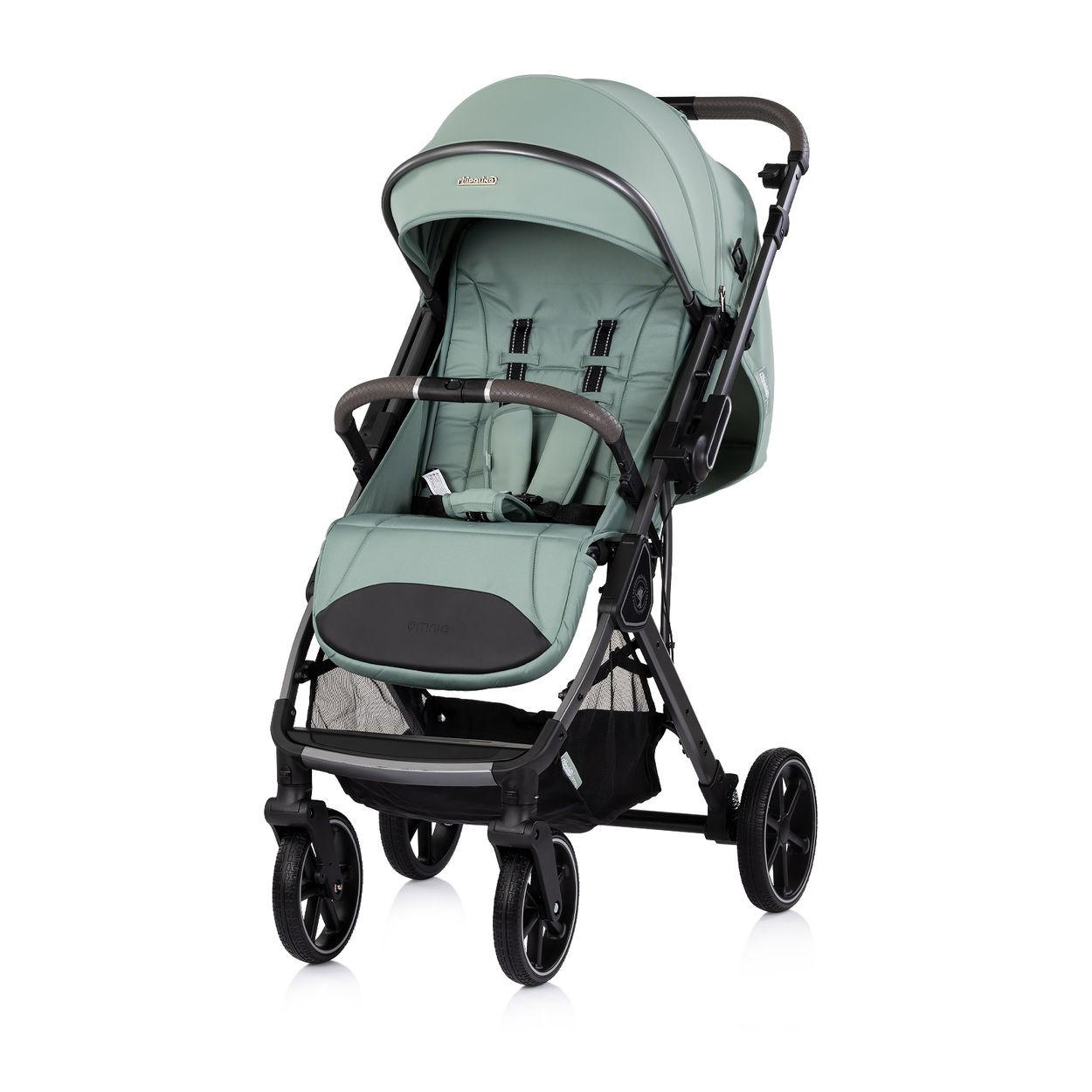 KINDERWAGEN Omnia PU-Räder grün klappbar, Stoßdämpfer, Sonnendach, Fußsack - Grün, Metall (69/63/102cm) - Chipolino