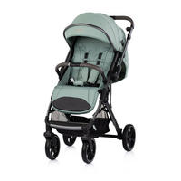 KINDERWAGEN Omnia PU-Räder grün klappbar, Stoßdämpfer, Sonnendach, Fußsack - Grün, Metall (69/63/102cm) - Chipolino
