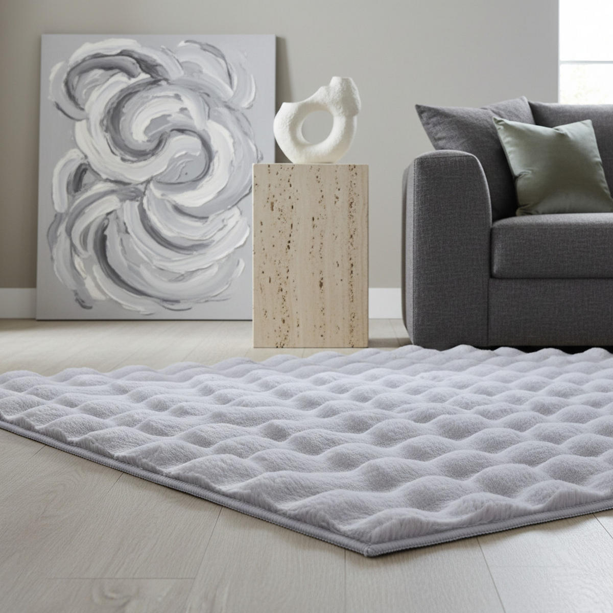 HOCHFLORTEPPICH Waschbar NAUDERS, einfarbig, Silber, 140 x 200 cm - Silberfarben, Textil (140/200cm) - KADIMA DESIGN