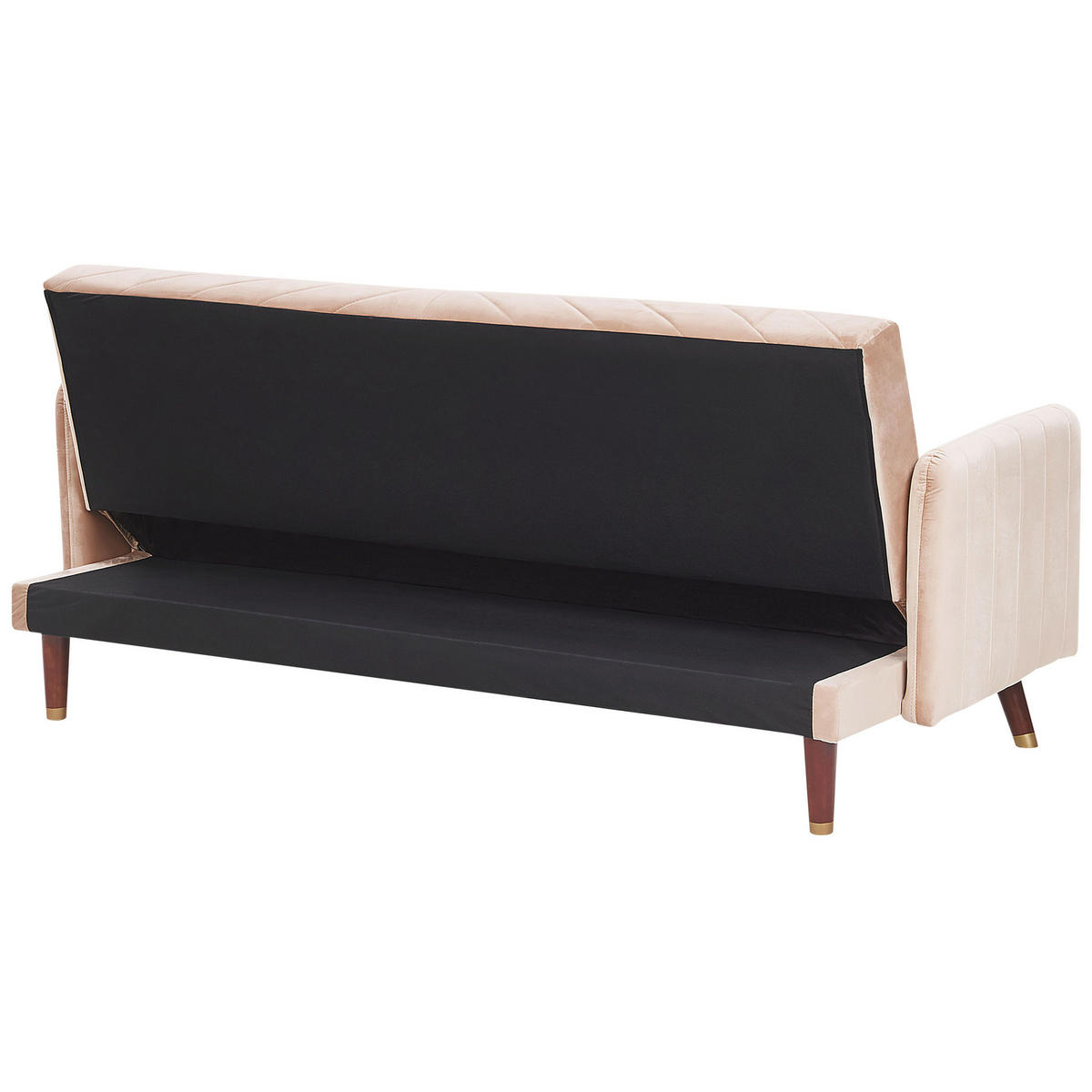 3-SITZER-SCHLAFSOFA Samtstoff Beige Senja - Beige, Textil (200/87/95cm) - Beliani