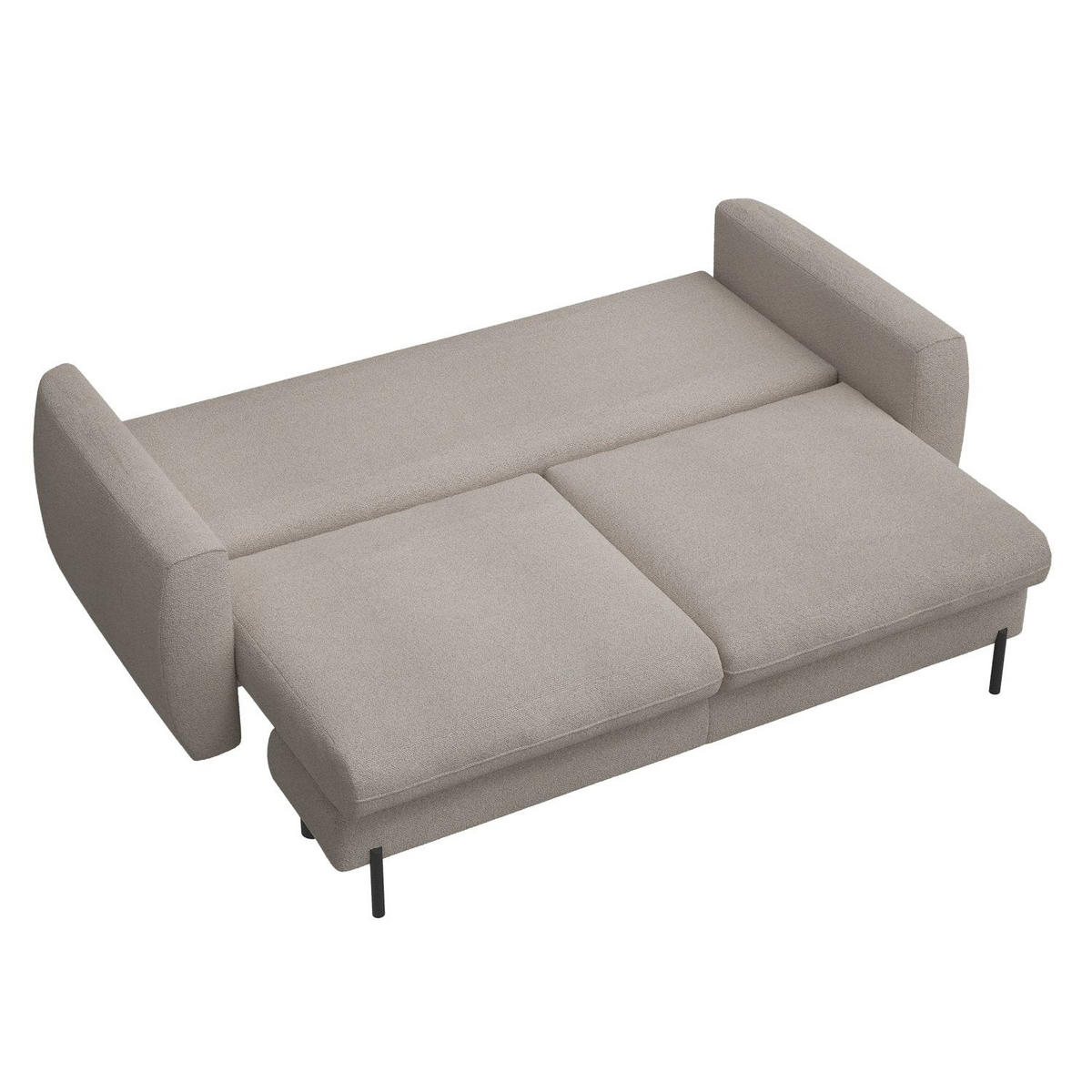 SOFA Rane Hellbraun mit Schlaffunktion - Hellbraun/Schwarz, Textil/Metall (236/90/102cm) - Selsey