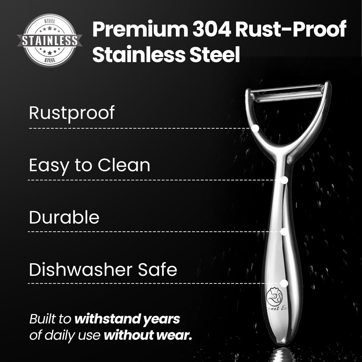 Y-SPARSCHÄLER Pendelschäler,Y Gemüseschäler, Edelstahl, High Tensile Klinge für Obst und Gemüse - Edelstahlfarben, Metall (6cm) - Gourmet Easy