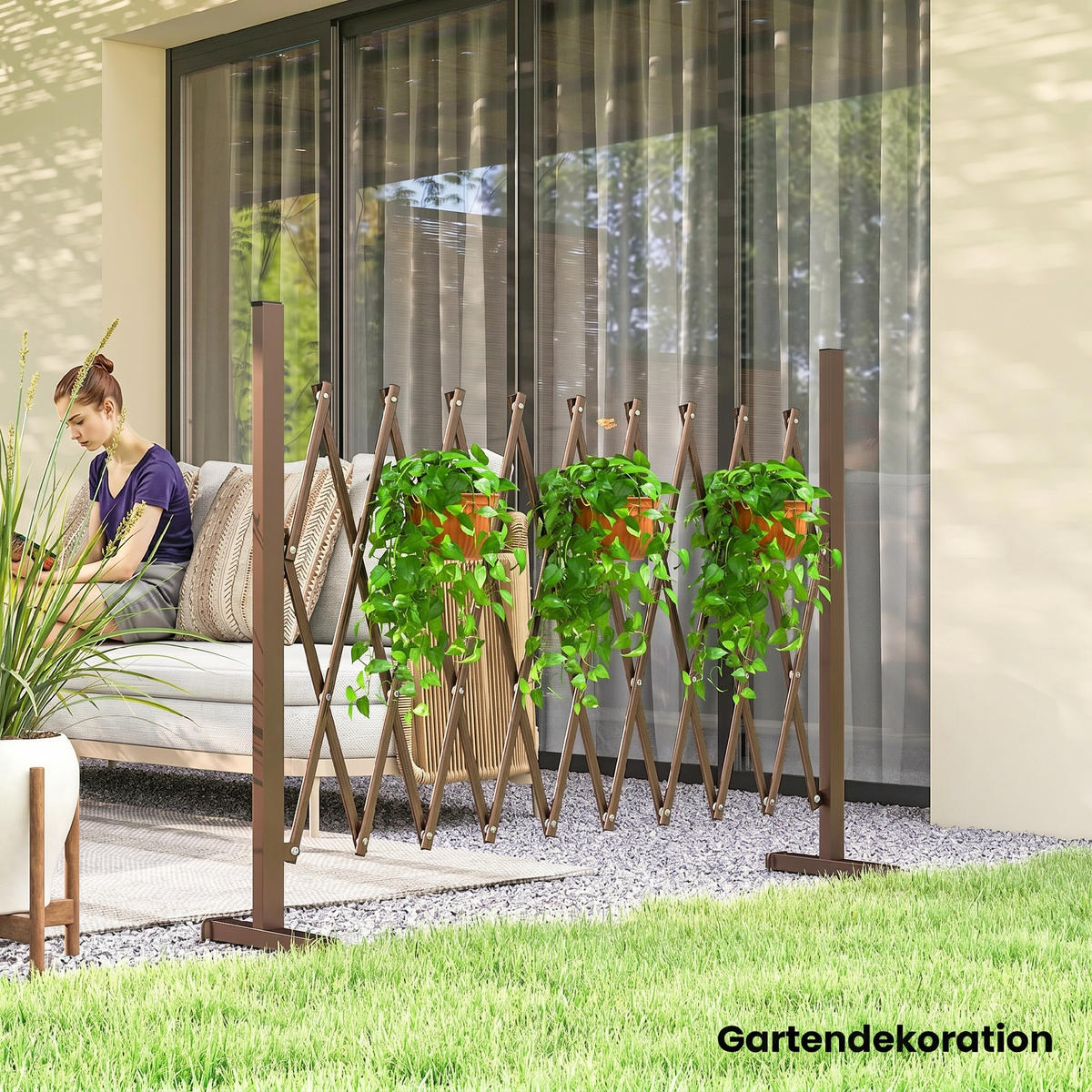 ZAUN Aluminium Eisen Dunkelbraun - Dunkelbraun, Kunststoff/Metall (31/103cm) - Outsunny