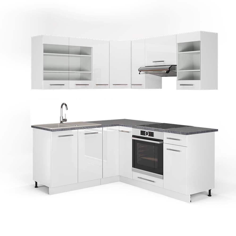 ECKKÜCHE Fame-Line Weiß Hochglanz/Weiß 160 x 190 cm, AP Anthrazit - Weiß Hochglanz/Weiß, Holzwerkstoff (190/81.6/60cm) - Vicco