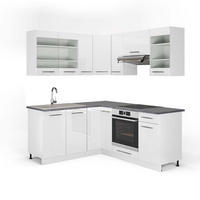 ECKKÜCHE Fame-Line Weiß Hochglanz/Weiß 160 x 190 cm, AP Anthrazit - Weiß Hochglanz/Weiß, Holzwerkstoff (190/81.6/60cm) - Vicco
