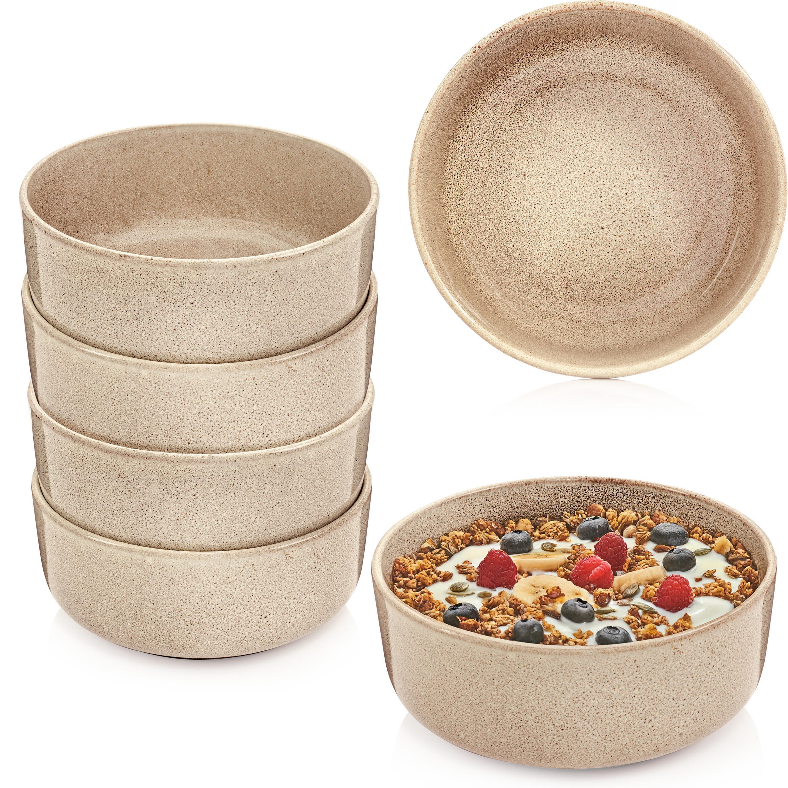 SCHALEN SET KAIRO MOCHA - 6 teilig aus Steingut - Beige, Keramik (38.5cm) - Sänger