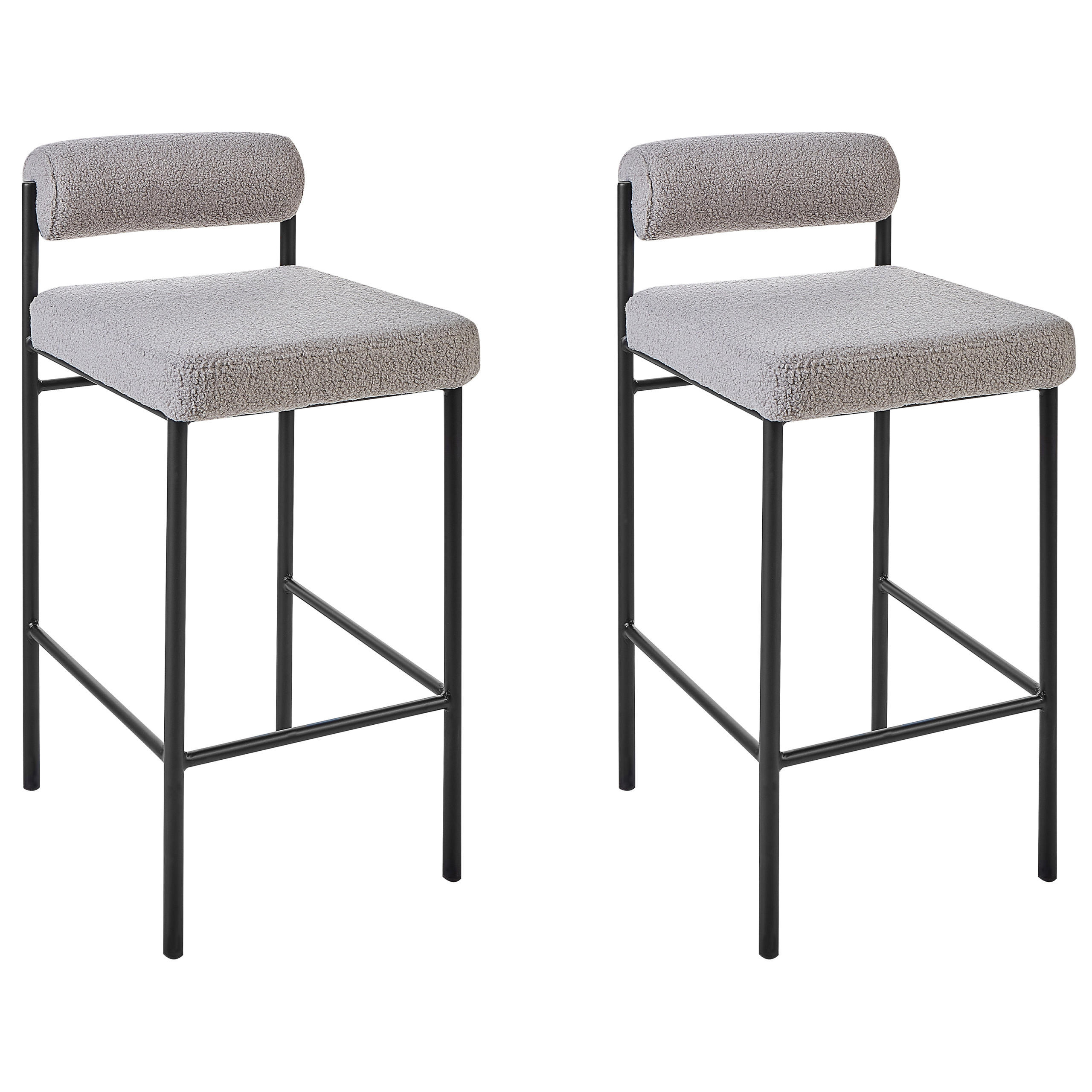BARSTÜHLEN 2er-Set Bouclé Grau Amaya - Grau, Textil (42/82/42cm) - Beliani
