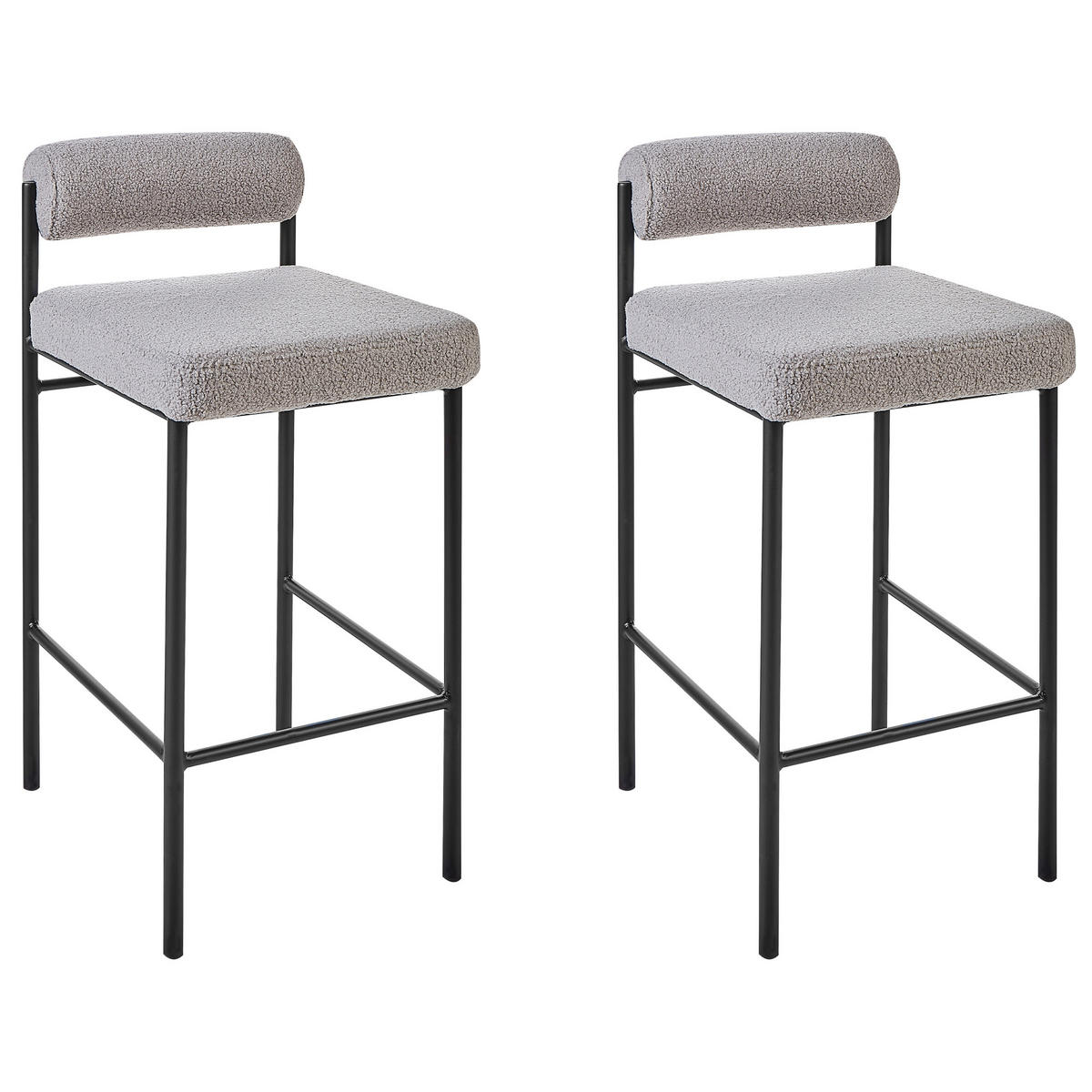 BARSTÜHLEN 2er-Set Bouclé Grau Amaya - Grau, Textil (42/82/42cm) - Beliani