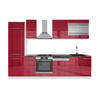 KÜCHENZEILE Fame-Line Bordeaux Hochglanz/Weiß 300 cm, AP Anthrazit - Bordeaux/Weiß, Holzwerkstoff (300/81.6/60cm) - Vicco