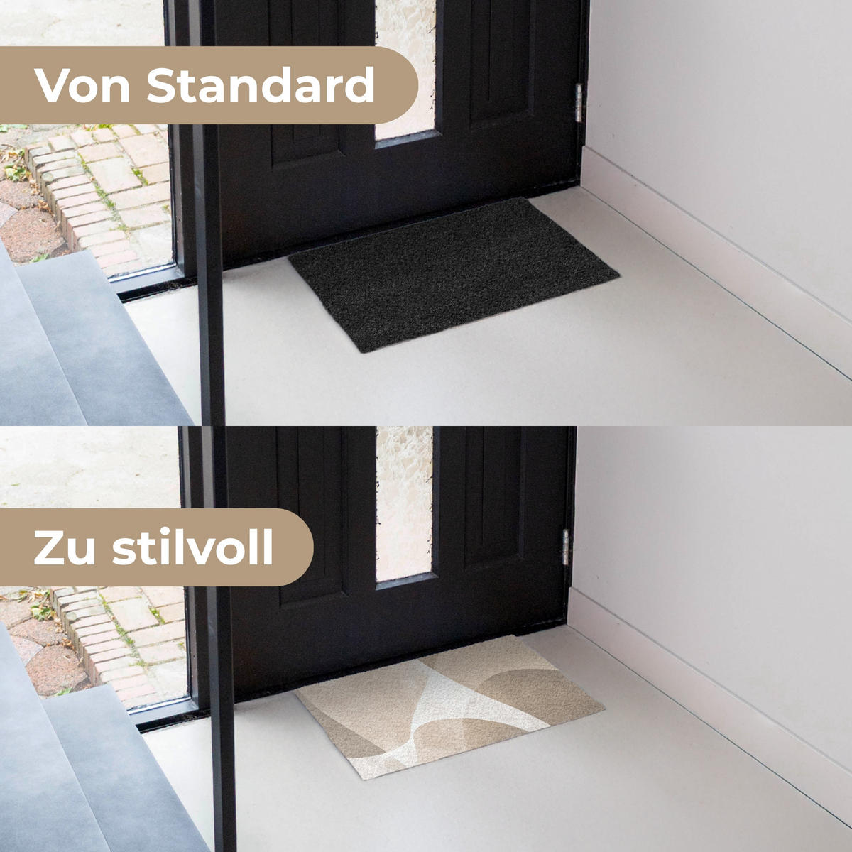 FUSSMATTE Glatte Oberflächen - Harmonisch - Wellenförmig 60x40 cm - Beige, Kunststoff (60/0.4cm) - MuchoWow