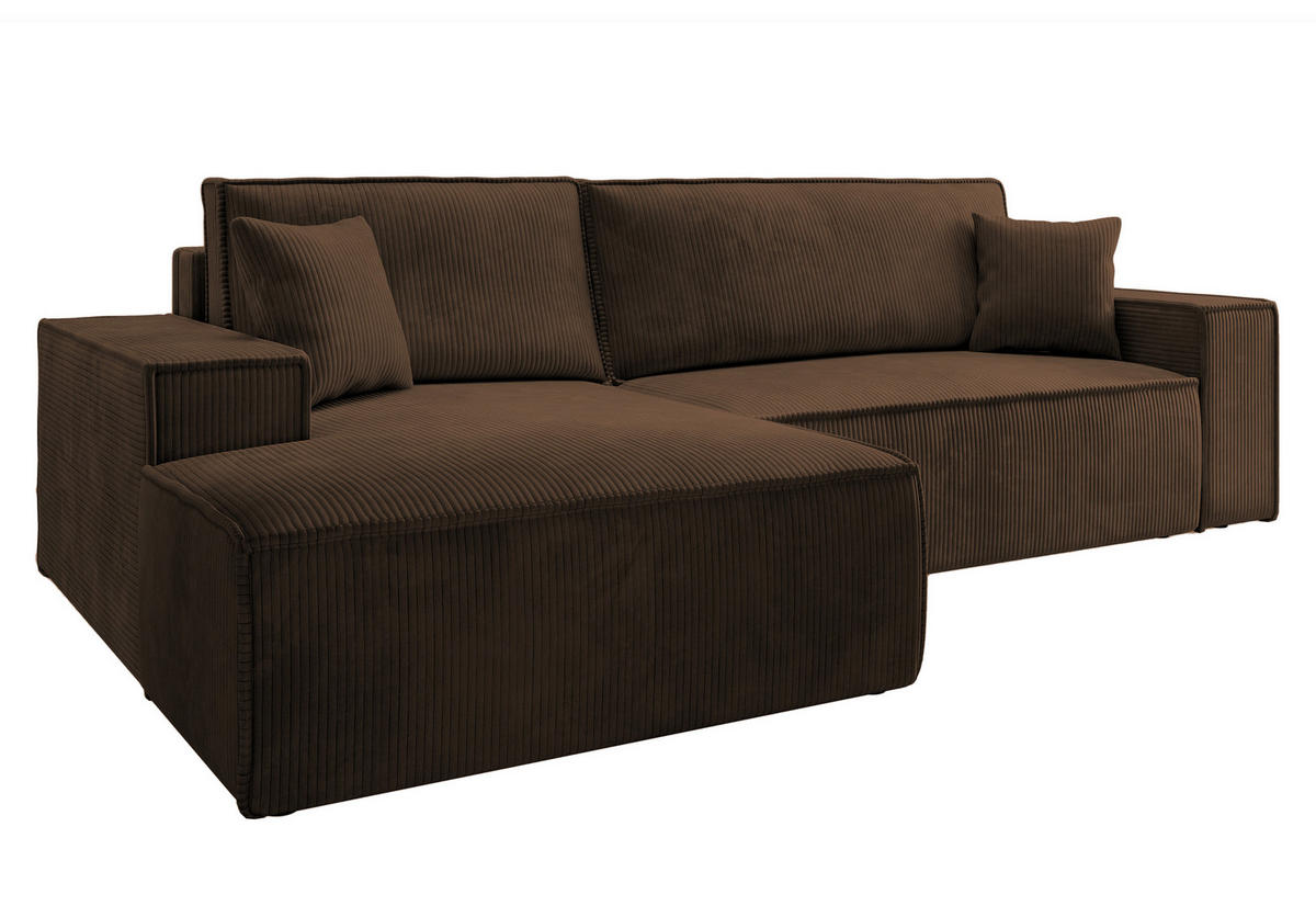ECKSOFA Farese Braun Cordbezug - Schwarz/Braun, Kunststoff/Textil (267/167cm) - Selsey
