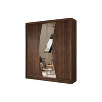 SCHWEBETÜRENSCHRANK VOCE 200/216/61 cm Modern Kleiderschrank 2-türig mit Spiegel Nussbaumfarben - Nussbaumfarben, Holzwerkstoff (200/216/61cm) - MASSENO