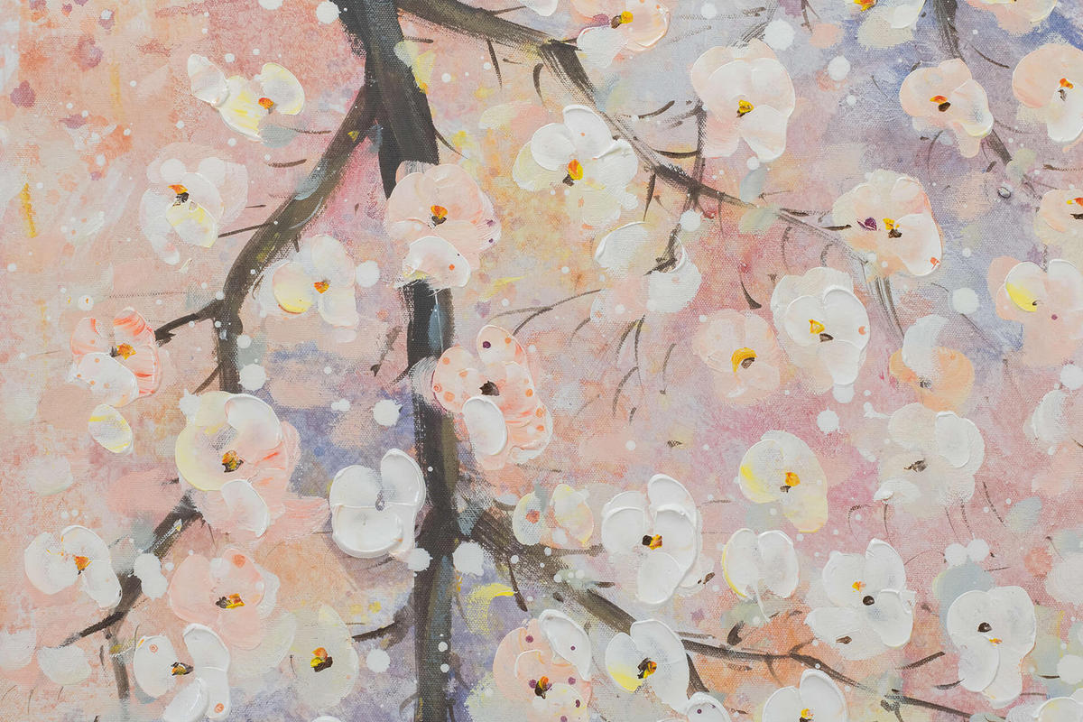 ACRYLBILD HANDGEMALT 60/120 cm - Pink/Weiß, Holz/Textil (1.74/120cm) - KUNSTLOFT