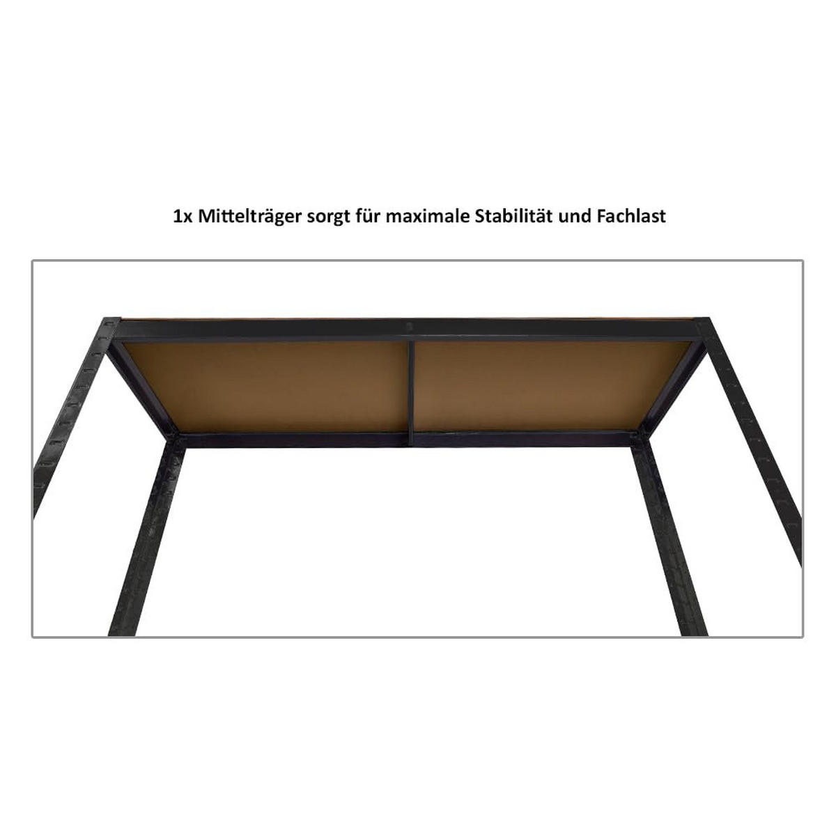 REIFENREGAL Ragnar 2er-Set mit 2x 180x120x40 cm bis zu 8 Reifen auf 2 Ebenen + Ablage 265 kg Fachlast Schwarz - Schwarz, Metall (240/180/40cm) - PROREGAL
