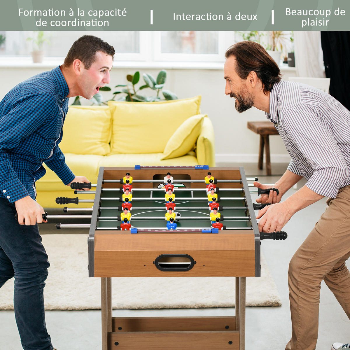 TISCHFUSBALL DE-18852 mit 18 Spielern & 2 Bällen - Naturfarben, Holzwerkstoff (37/69cm) - ComfortXL