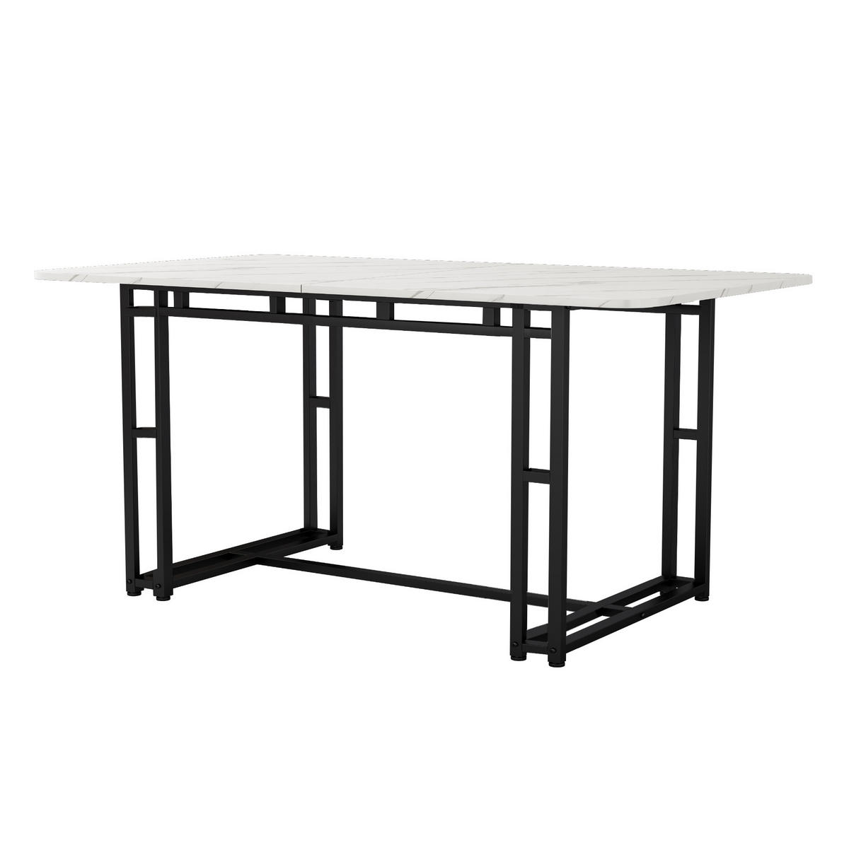 ESSTISCH aus MDF 120x70x74 cm Schwarz/Weiß mit schwarzen Metallbeinen im modernen Design - Weiß, Holzwerkstoff (120/70/74cm) - Modfu