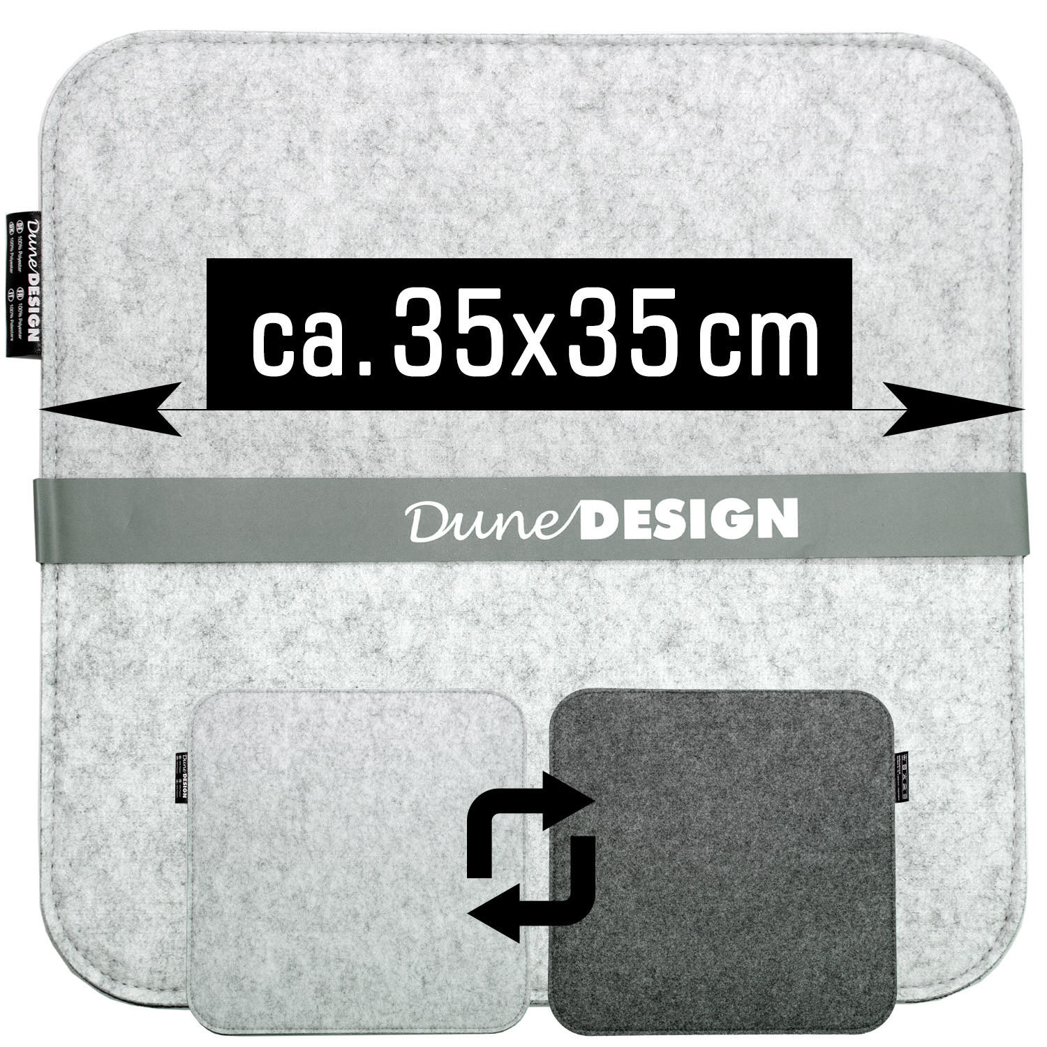 STUHLKISSEN 4er Set 35/35 cm Filz, Grau - Grau, Kunststoff (35/35/1cm) - Dunedesign